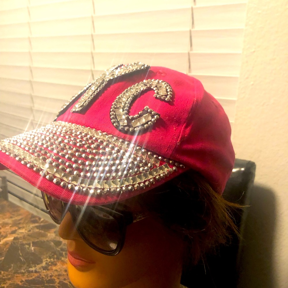 NYC Baseball Hat Womens Adjustable Pink Metallic Rhinestone Strapback